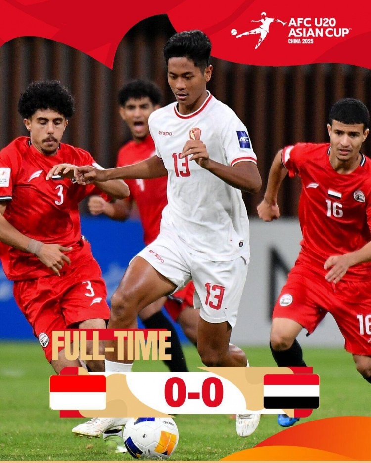 U20亞洲杯：印尼0-0戰(zhàn)平也門，兩隊分列C組第三、第四