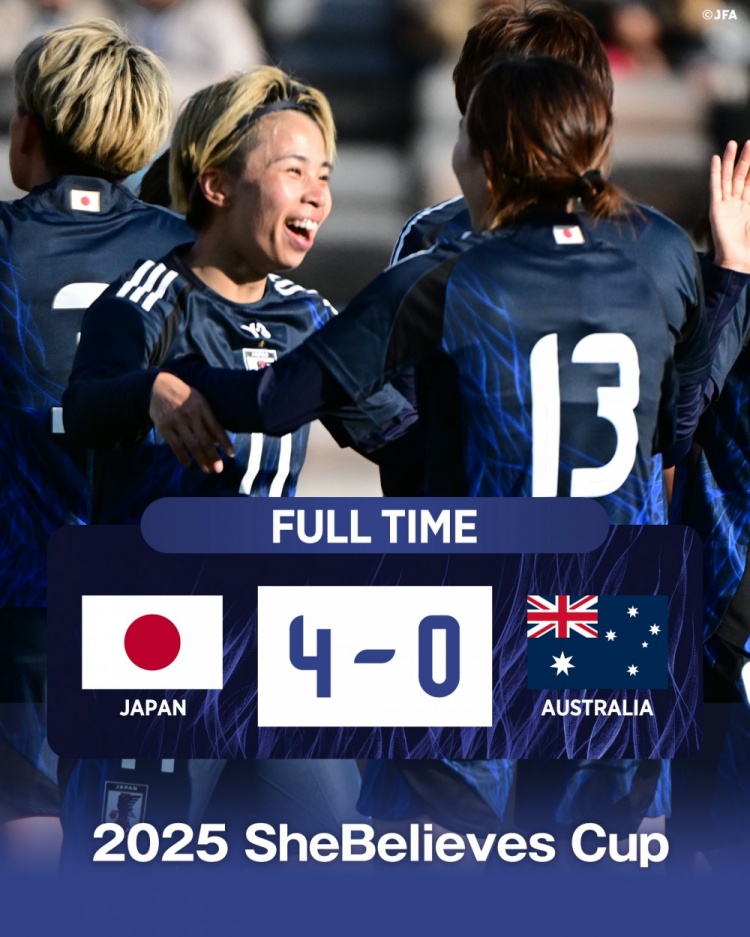 熱身賽日本女足4-0澳大利亞女足，田中美南2射1傳&長谷川唯任隊長